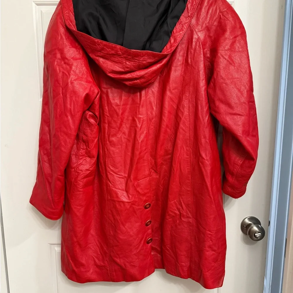 Custom Italian Gab Red Leather Jacket - Picture 6 of 8